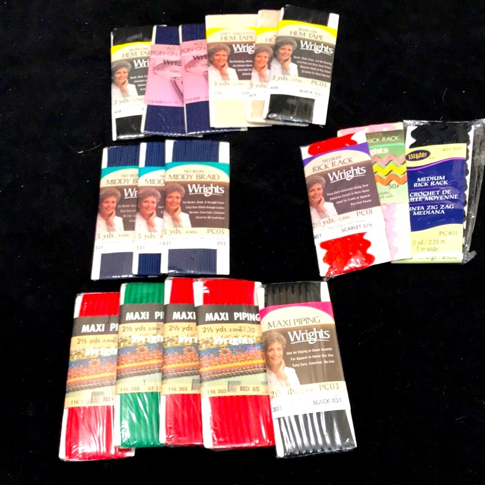 Assorted MAXI PIPING, HEM TAPE, RICK RACK, BIAS TAPE Collection